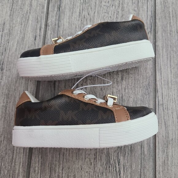 MICHAEL Michael Kors NWT toddlers lace up brown and white sneakers size 6 - Picture 10 of 12